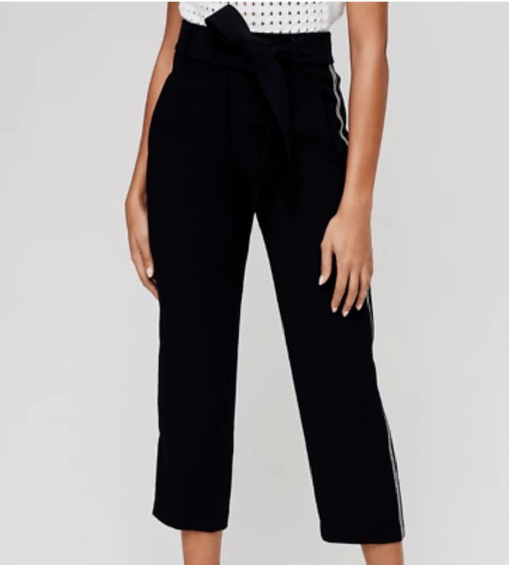 Aritzia Wilfred Tie Front Trouser Pant Black High Rise Straight Crop 2 Minimal